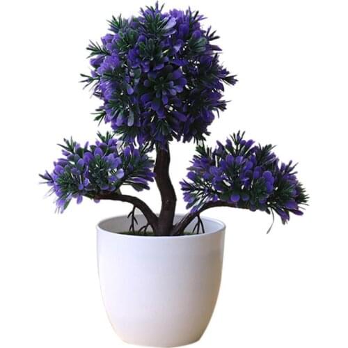 Artificial Plants Bonsai Small Tree Simulation Green Purple Yellow Ornaments Home Decoration Hotel Garden Decor Wholesale Cheap