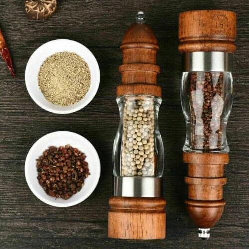 Ceramic Cooking Tools Kitchen Spice Shaker Salt Pepper Wooden Grinder Cookware Spice Manual Milling Gadget Accessories