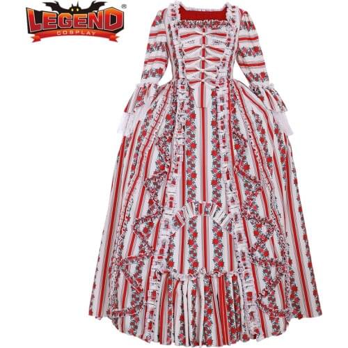 Cosplay legend 18th Century Marie Antoinette Baroque Dress Colonial Rococo Floral Sack Back Gown Custm Made H001