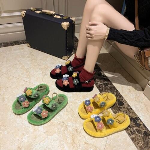 Fashionable Beach Shoes with Open Toes Autumn Winter Flat Shoes Woman Slides Female Loafers Women Slipper Zapatos Mujer W36-45