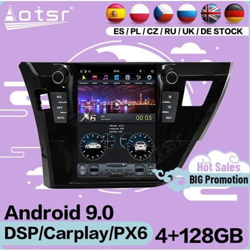 4+128G Tesla Screen Multimedia Stereo Android Player For Toyota Corolla 2014 2015 2016 GPS Navigation Radio Video Auto Head Unit