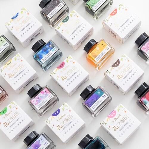 Ostrich color ink 12 color set of gold powder color ink for dip pen with non-carbon non-blocking ink water