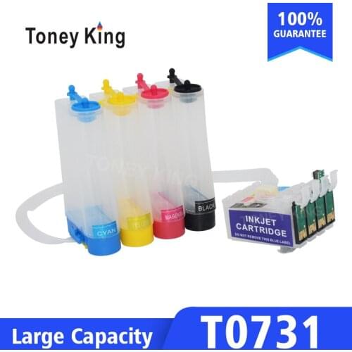 Toney King T0731 Continuous Ink System Kit For Epson Stylus T13 TX102 TX103 TX121 C79 C90 C92 C110 CX390 Printer With Reset Chip