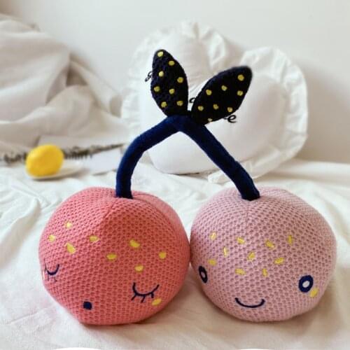 New Knit Fabric Cherry Stuffed plush toy doll yarn Fruit toys doll Cotton Rope Plush Toy Birthday Christmas gifts for children