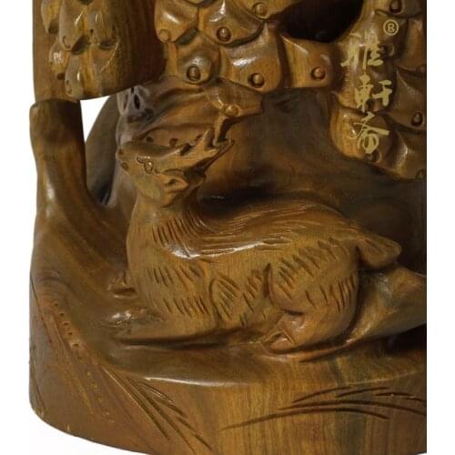 The room office supplies green wood carving decoration Xianlu mahogany wood crafts creative gift pen grape