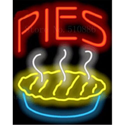 Pies NEON SIGN REAL GLASS BEER BAR PUB LIGHT SIGNS store display bakery pastry food cake bread Advertising Lights 17*14"