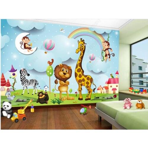 Custom photo wallpaper for walls 3 d Cartoon murals Childrens room background wall cartoon animal sofa TV background wall paper