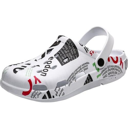 Men Sandals SummerLarge size Hole Shoes Rubber Clogs Couple Garden Shoes Black Beach Flat Men Ms Sandals men shoes mens