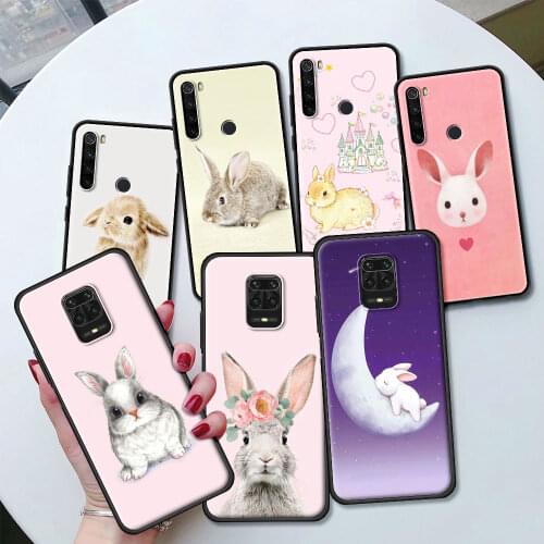 Cartoon Bunny Rabbit Silicone Case Funda For Xiaomi Redmi Note 9T 9S 9 8 K40 Pro 8T 8A 9A 9C 7 7A 6 6A Black Shell Cover Coque