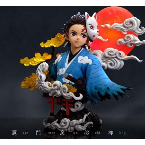 Presale Demon Slayers Blade Blue Sky Bust Kitchen Door Tanjiro GK Limited Edition Statue Resin Figure Size:31*34*20CM