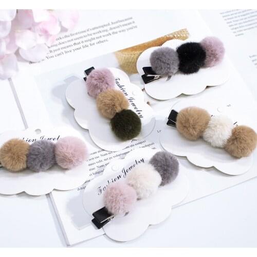 Fashion new hairpin Korean hair ball side clip super cute cute side clip adult children word duck mouth clip hair accessories