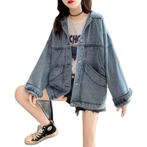 Fashion Loose Denim Jacket Women Lazy Trend Spring And Autumn Jacket Women 2021 New Korean Retro Short Button Jean Jacket