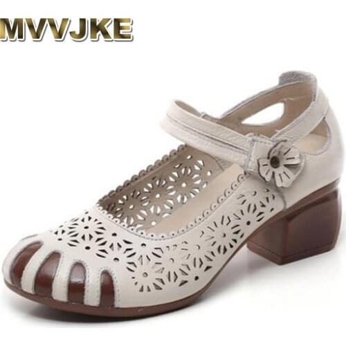 MVVJKE Lady retro leather unique hollow out shoes breathable shoes stylish comfortable airtight leather shoe girl documentary