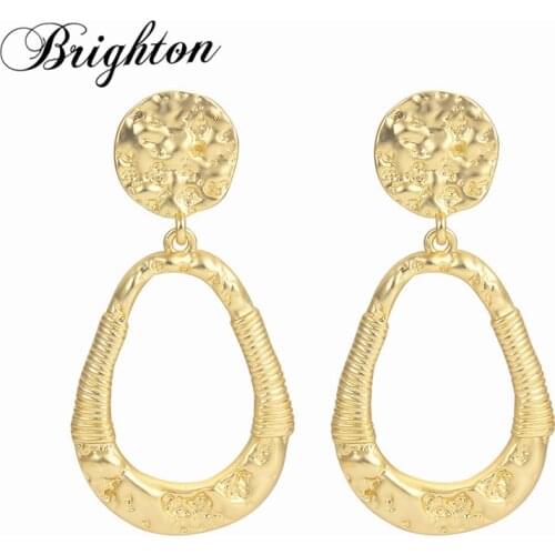 Brighton 2021 Punk Round Dangle Earrings For Women Fashion Water Drop Metal Pendants Oorbellen Vintage Jewelry Gift Accessories