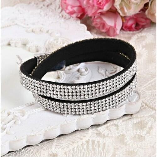 1 pc/lot 2018 4 Layer Rhinestone Leather Bracelet&bangle Wrap bracelet Magnet Clasp Multilayer For Women Party Free Shipping