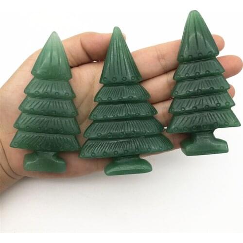 Beautiful 1PC Natural Green Aventurine Crystal Hand Made Carved Christmas Tree Crystal Carved Figurine Natural Quartz Crystals