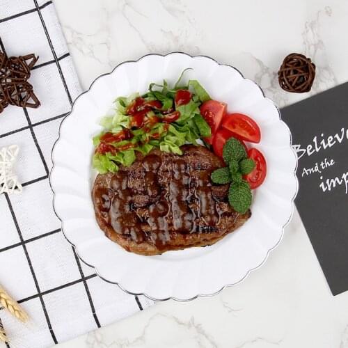 10PCS Disposable Plastic Fruit PlatePplastic European Dessert Cake Steak Dinner Plate Party Tableware