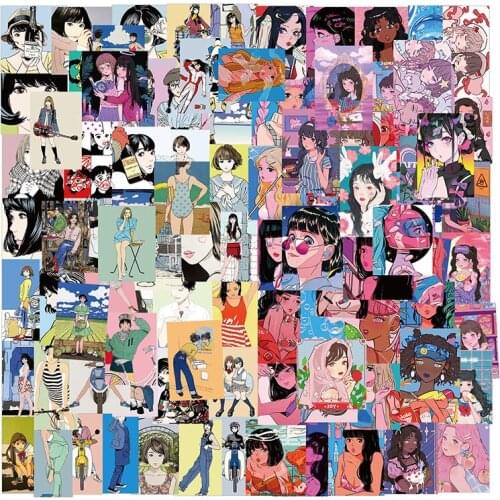 100PCS Classic Retro Girl Stickers Pack Snowboard Skateboard Travel Suitcase Guitar Sticker Motorcycle Graffiti Decal Pegatina