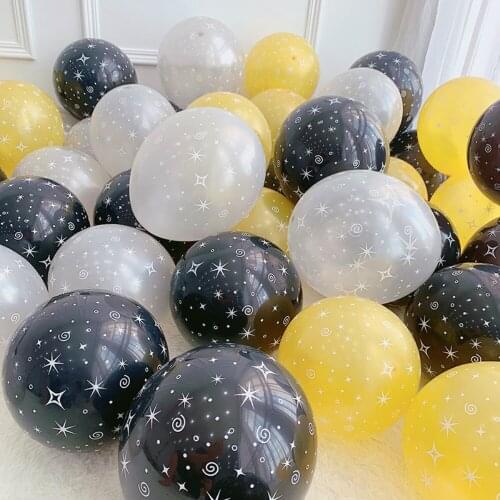 30pcs 10 Inch Star Print Pearl Latex Balloon Gold Black Star Party Baby Shower Wedding Birthday party Decoration Globs
