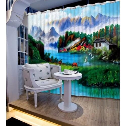 3D Curtain Photo Customize Size Rural Oil Painting Landscape Bed room Living Room Office Hotel Cortinas Curtain Decoration