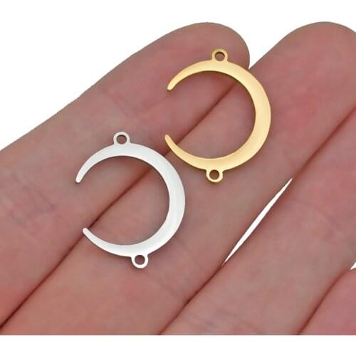 5pcs/lot Gold Pendant Horns Crescent Moon Stainless Steel Charm Pendants DIY Connector Necklace Bracelet Jewelry Making Supplies