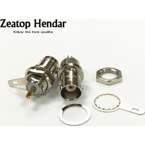50Pcs Brass BNC Female Jack Bulkhead Soldering Plug Adapter Chassis Panel Mount Straight Connector High Quality