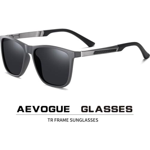 AEVOGUE Men Square Polarized Retro Sunglasses Aluminium Magnesium Temple Brand Design Driving UV400 очки мужские широкие AE0856