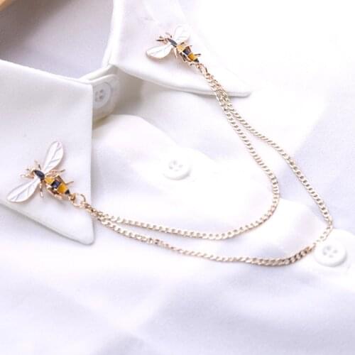 Cute Bee Vintage Brooches Pins Animal Alloy Metal Chain Brooch Broches Man Suit Shirt Collar Tassel Lapel Pin Women Jewelry Gift