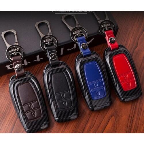 Peacekey Carbon Fiber Leather Car Smart Key Cover Case For Toyota Camry Corolla Crown RAV4 Highlander 2015 Auto Accessories