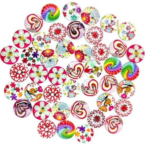 100x Wooden 2 Holes Painted Sewing Buttons Craft DIY Scrapbooking