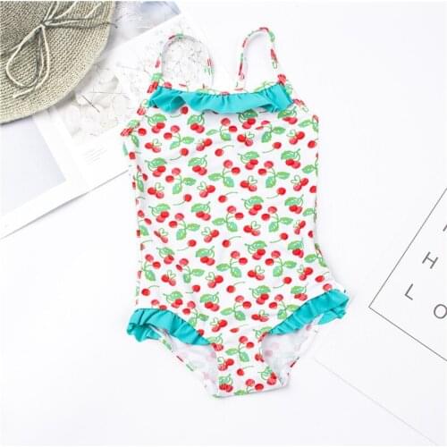 Falbala Girls Kids Swimsuit Fruit Print Children Swimwear Beachwear 2020 Kids Bathing Suit Girls One Piece Swimwear Monokini A36