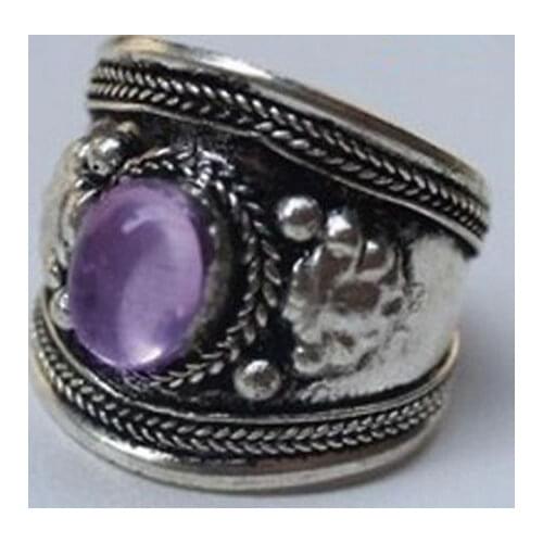 Tribal Ethnic Nepal Purple Crystal jewelry ring