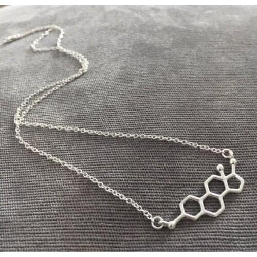 Estrogen Chemistry Molecule Necklaces Science Structure Chemistry Geometry Polygonal Hexagon Female Hormone Pendant Jewelry
