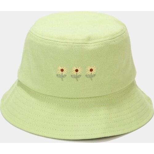 Cotton Three Little Flowers Embroidery Bucket Hat Fisherman Hat Outdoor Travel Hat Sun Cap Hats for Men and Women 267