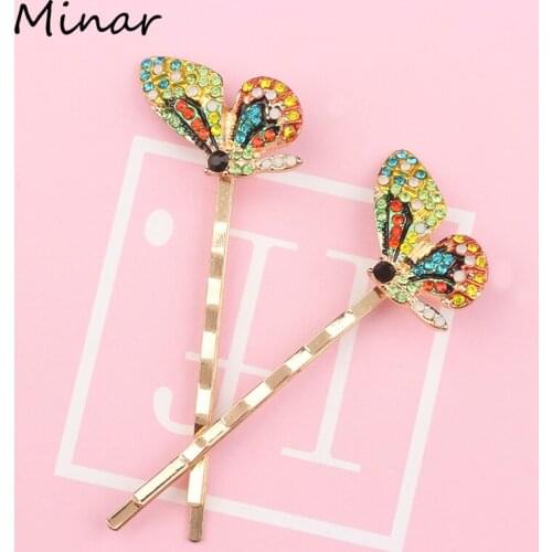 Crystal Rhinestone Butterfly Barrette Hair Clips For Women Korean Style Colorful Hairpin Gifts For Girls Fashion Woman Accessori