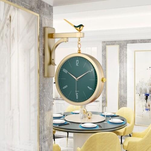 Creative luxury double-sided hanging clock meal living room simple personality fashion home wall clock wall living room decor