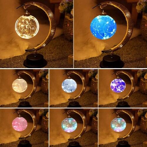 Moon Lunar LED Night Lamp Stand Romantic Soft Vintage Retro Thanksgiving Christmas Halloween Table Lamp for Home Decoration