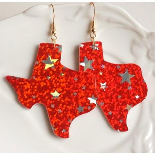 Trendy Drop Earring July 4th USA Independence Day Party Parade Jewelry Geometric Glitter Originality Handmade Leather Earrings