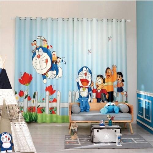 Cartoon Doraemon Blackout Curtains for Children Living Room Bedroom Cute Kids Japan Anime Window Drapes for Boys Girls Gift