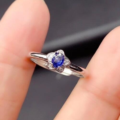 Natural and Real Sapphire Ring 925 Sterling Silver Fine Jewelry Sapphire Ring Engagement Best Gift