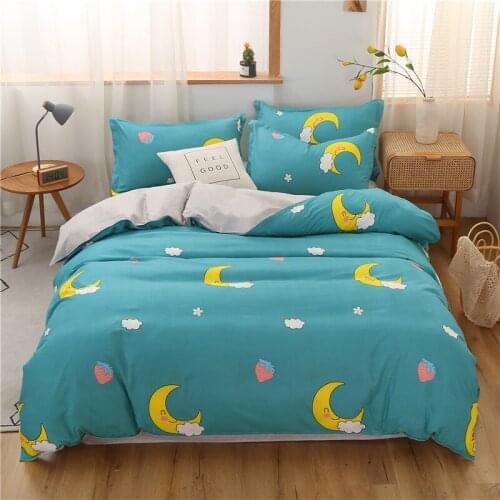 New Product Moonlight Quilt Cover Sets Cyan Bedding Set King Size 220x240 Child Adult Home Textile Duvet Cover Bed Sheet Linens