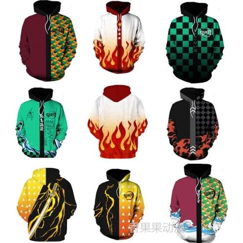 New 3D-printed Japanese anime Demon Slayer Cosplay sports jumper hoodie mens hoodie men clothing
