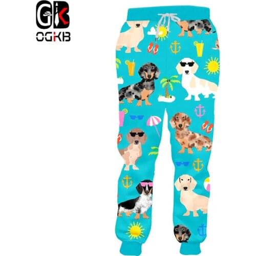 OGKB Sweatpants 2018 New spring and autumn new mens sun dog 3D printing dog park casual pants