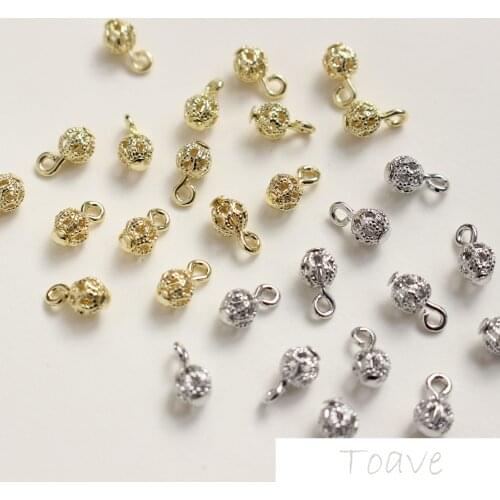 Maintains Color Copper Plated 14 K Gold round Hollow 4mm Pendant Copper Maintains Color DIY Handmade Pendant Parts