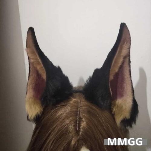 New Dobermann Dog Shiba Ears Hairhoop Black White Headband Headwear For Cosplay Halloween Costume Accessories