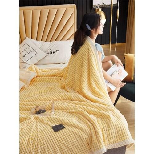 Simple autumn/winter thickened lamb velvet fale velvet cover blanket double warm double-sided velvet coral velvet blanket