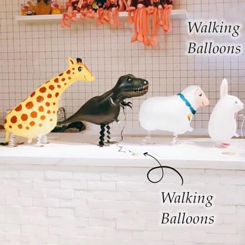 Walking Animal Balloon Inflatable Standing Cartoon Animal Birthday Decorations Pig Duck Dinosaur Balloon Party Decorations