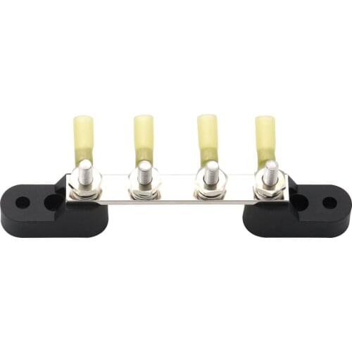 Heavy-Duty Module Design Bus-Bar Box Marine 4 Way Stud Bus Bar 100A 48V M6 Stud Terminal with Cover Ring Terminals Accessories