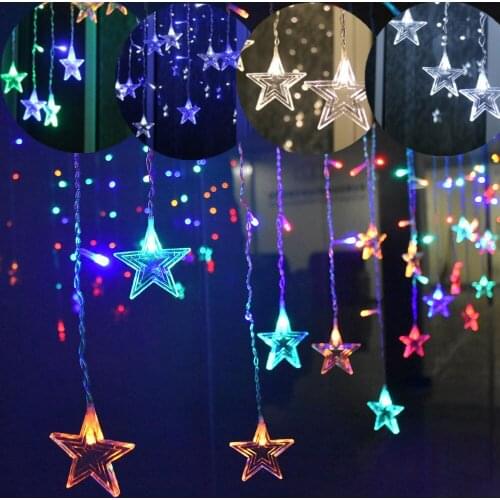 LED Curtain Light LED Star String light Waterproof Christmas Light Outdoor Christmas Curtain Light Holiday Party Fairy Light D35