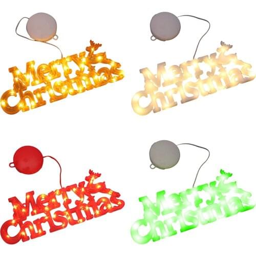Merry Christmas Letter Light Battery Operated LED Bead Light for Fairy Wreath Gift Home Living Room Party Decoration Ornament